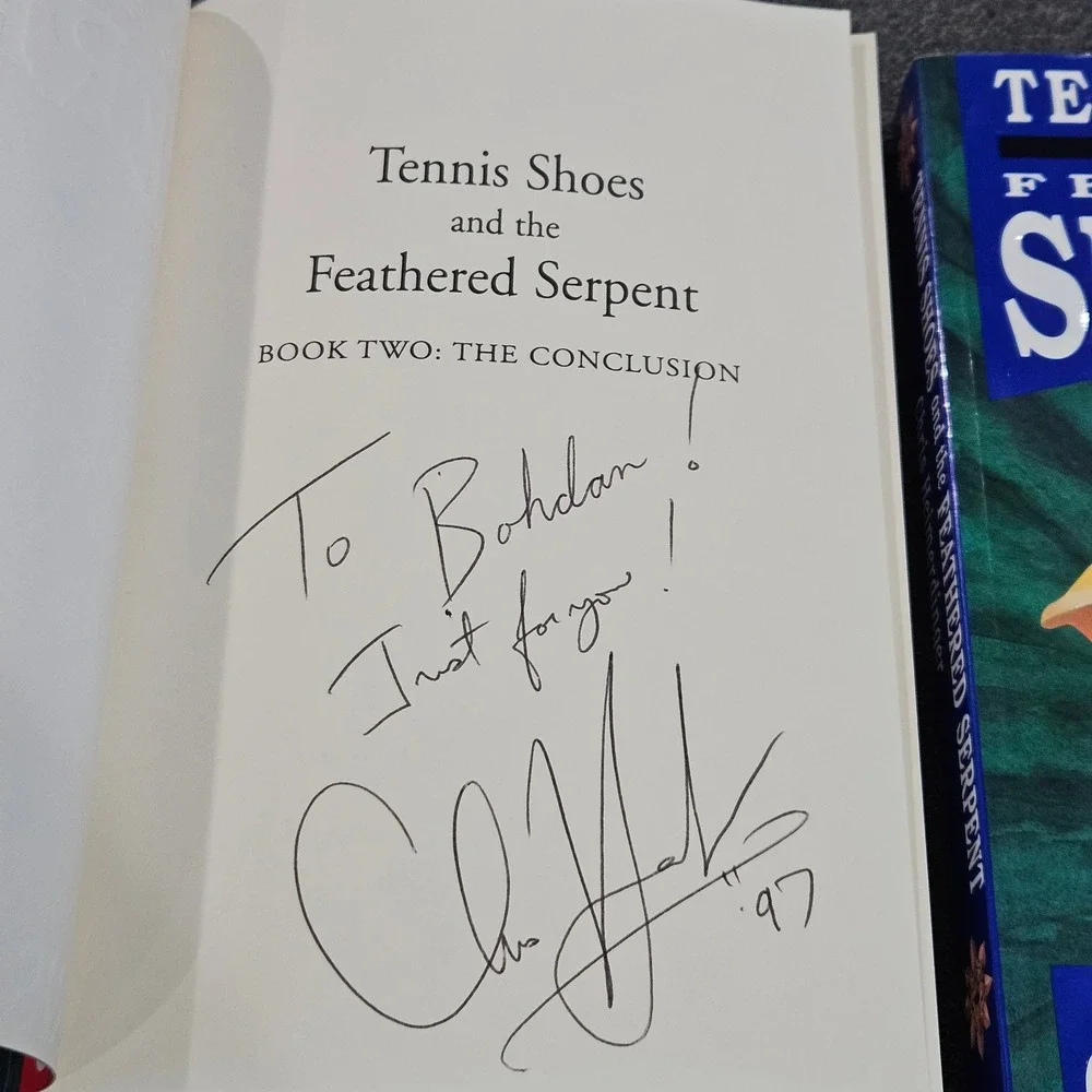 SIGNED Tennis Shoes‎ and the Feathered Serpent Books 1 & 2 Chris Heimerdinger